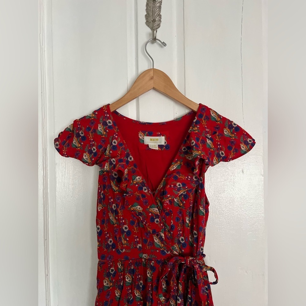 Maeve Red Floral Mini Dress - Picture 3 of 5